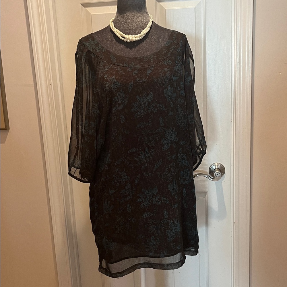 Women’s Brown and Teal Tunic Dress  Sz M